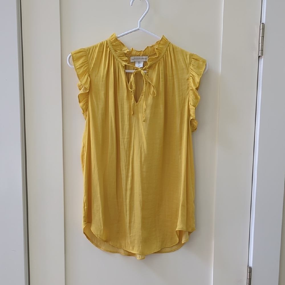 Cupcakes & Cashmere Yellow Sleeveless Ruffled Blouse